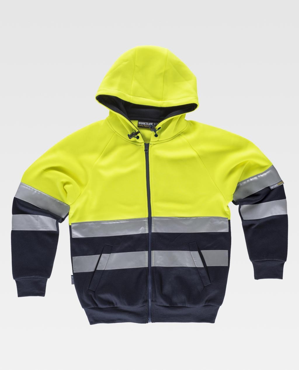 Felpa da Lavoro Zip Lunga con Cappuccio Alta Visibilit� C9036 - Workteam