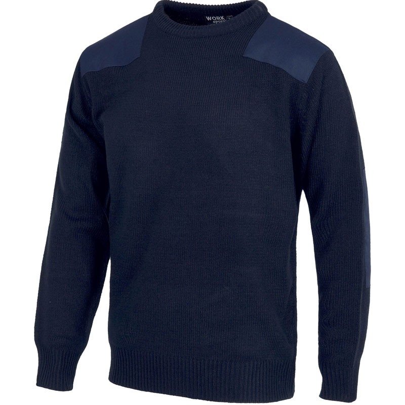 Maglione girocollo in punto grosso con rinforzi - Workteam