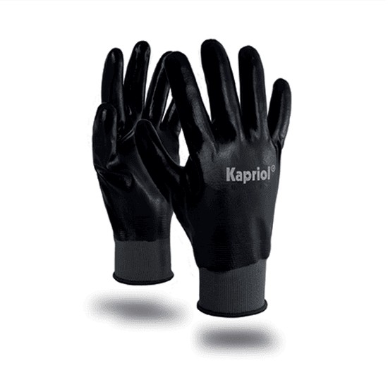 12 Paia - Guanti Da Lavoro Kapriol In Nitrile All Black 127703