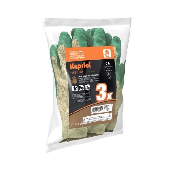 12 Paia - Guanti Da Lavoro Antiscivolo Kapriol in Latex Supergrip 128158