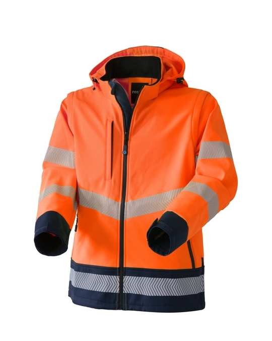 Giubbotto da Lavoro Alta Visibilit� Softshell Stretch Multitasche Impermeabile con Cappuccio Rossini Hook Hi-Vis HH263