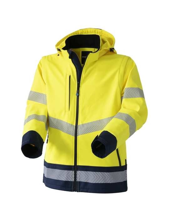 Giubbotto da Lavoro Alta Visibilit� Softshell Stretch Multitasche Impermeabile con Cappuccio Rossini Hook Hi-Vis HH263