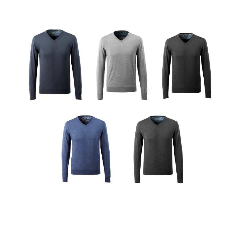 Maglione da Lavoro con Lana Merinos scollo a V Mascot 50635-989