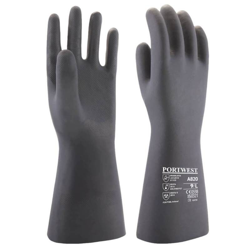 12 Paia - Guanti da Lavoro Chimico Neoprene - A820 Portwest