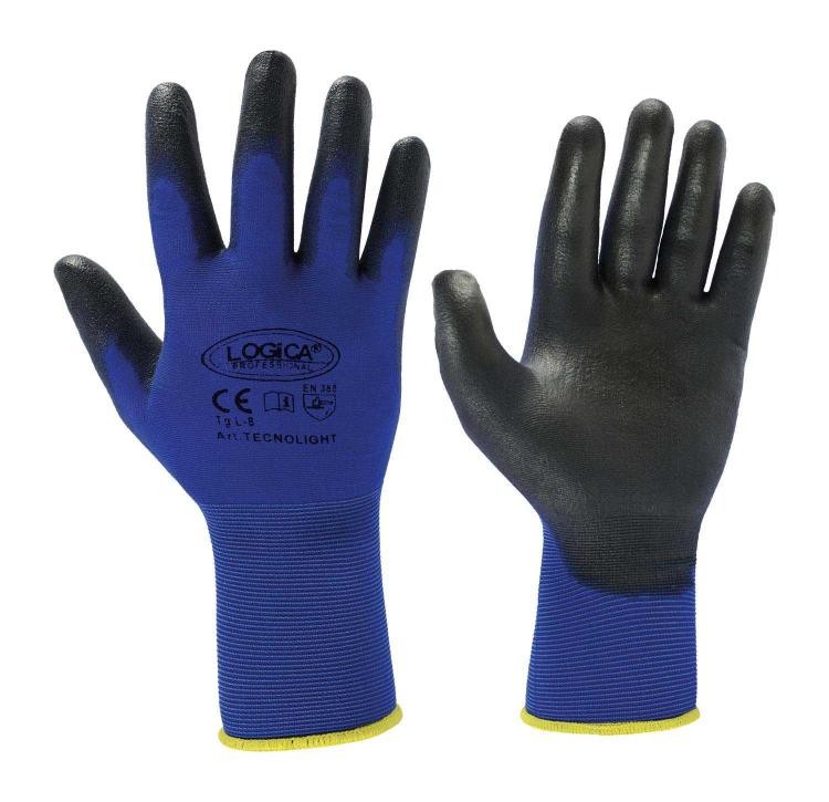 12 Paia - Guanti da lavoro Spalmati in Nitrile Logica TECNOLIGHT