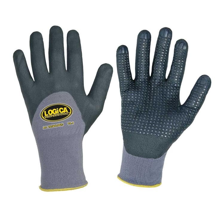 12 Paia - Guanti da lavoro Spalmati in Nitrile Logica TECNOLOGIC