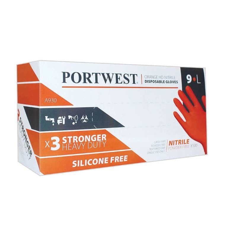100 Pezzi - Guanti da Lavoro Monouso HD Portwest Orange - A930 Portwest