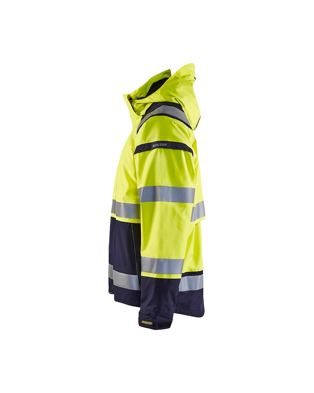 Giacca a guscio da lavoro Blaklader multitasche alta visibilit� stretch con capuccio impermeabile 498719873389L
