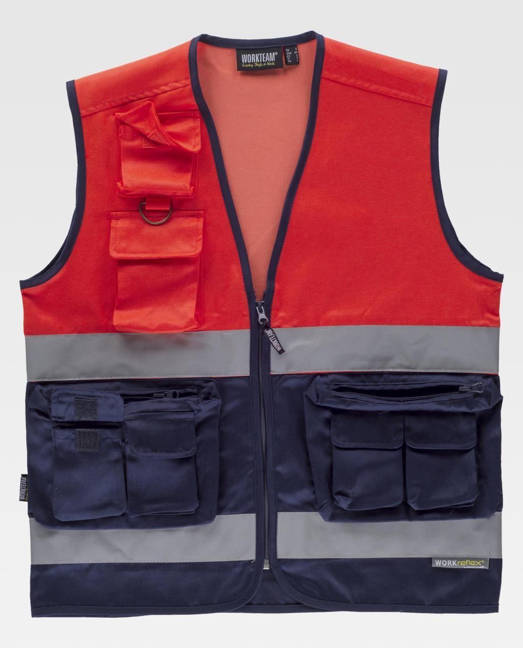 Gilet da Lavoro Multitasche Bicolore Alta Visibilit� C4047 - Workteam