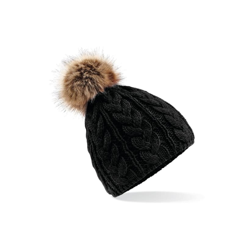 Cappello Fur Pom Pom Cable Beanie Beechfield - B410