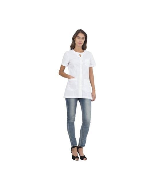 Casacca da donna a maniche corte Alpha Horeca Siggi con chiusura a bottoni - 28CS1593/00-0001