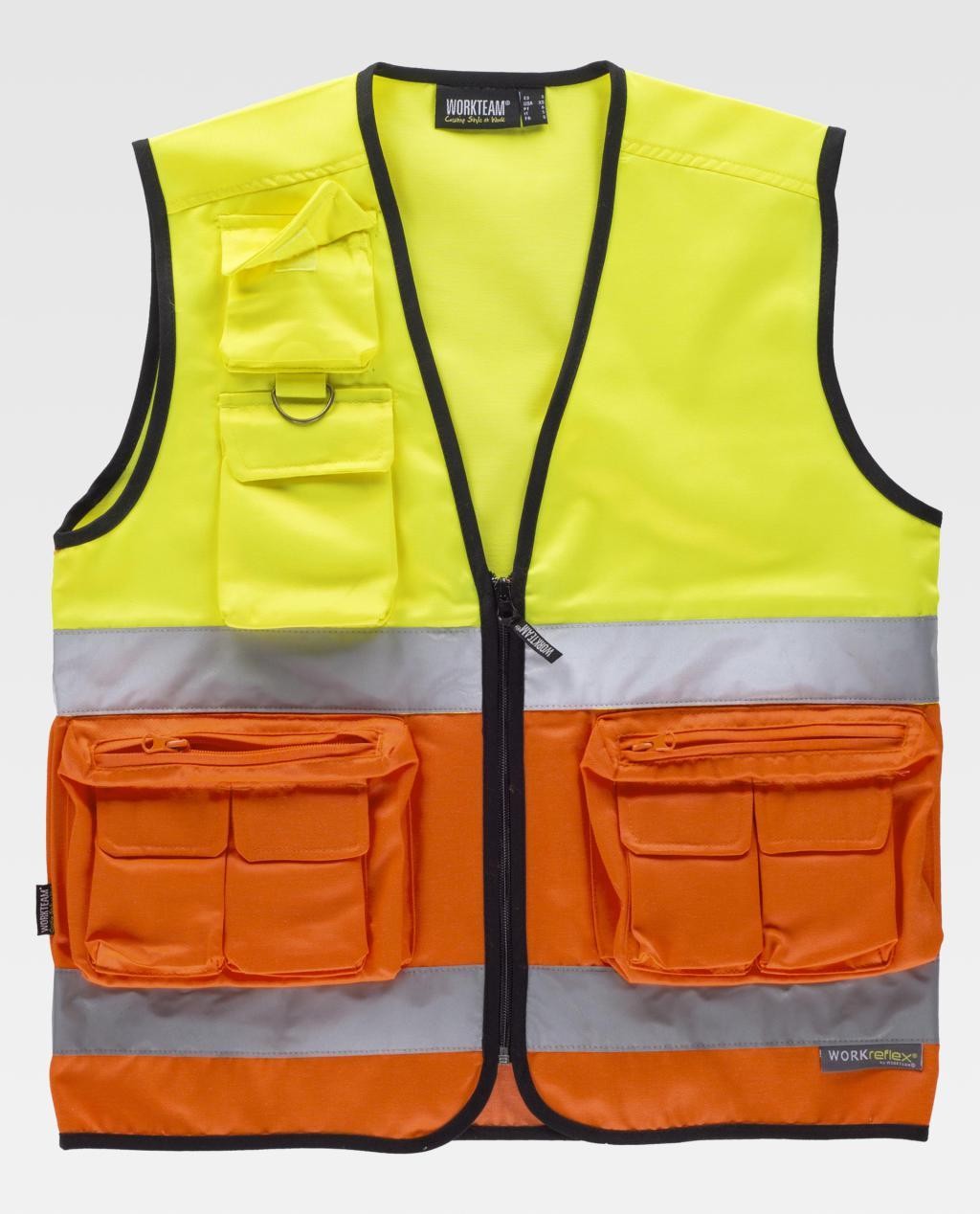 Gilet da Lavoro Multitasche Bicolore Alta Visibilit� C4046 - Workteam