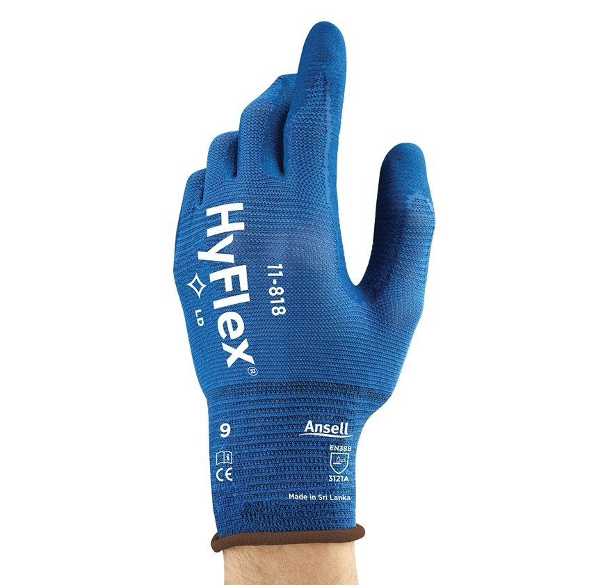 12 Paia - Guanti Da Lavoro ANSELL Hyflex Fortix 11-818