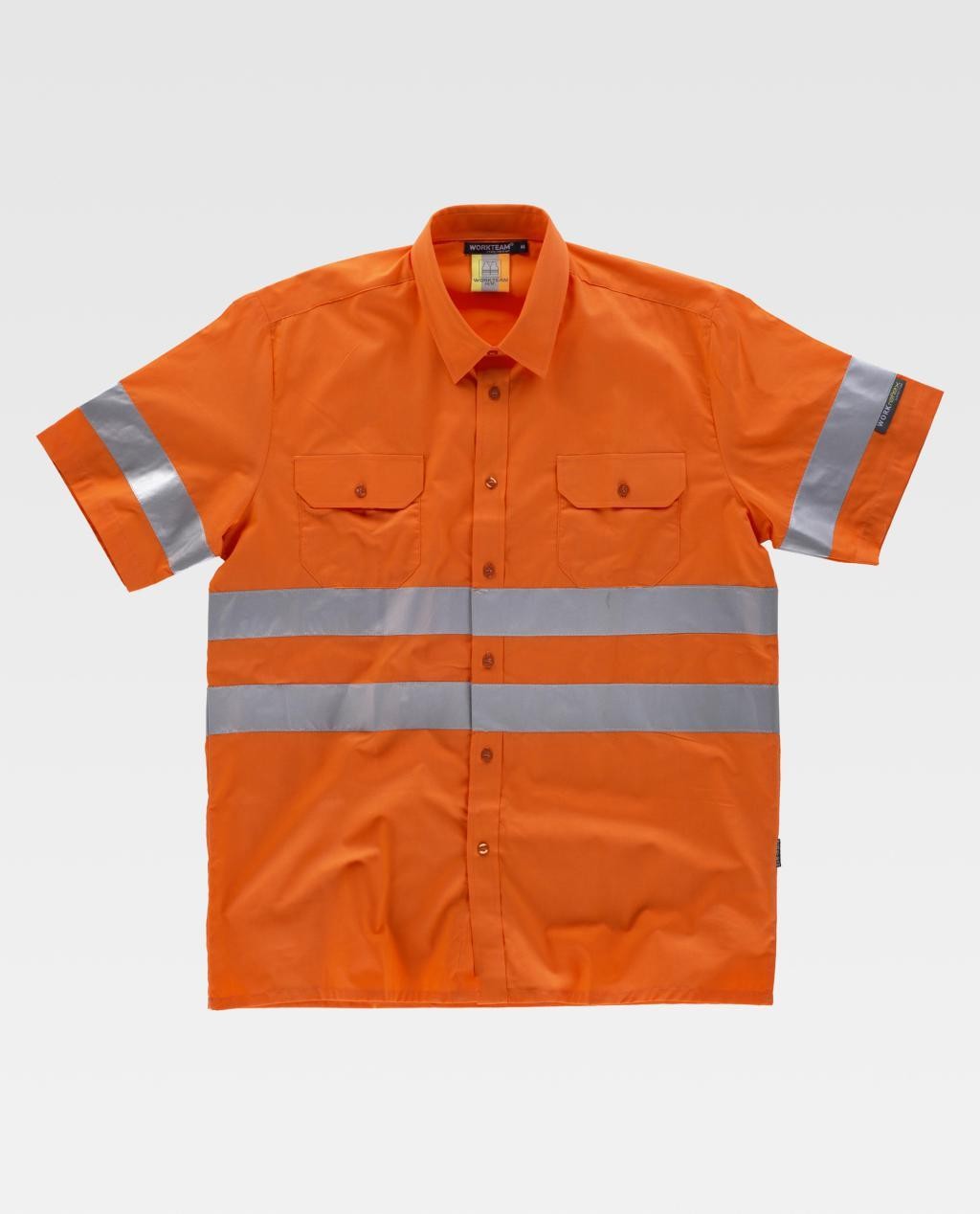 Camicia da Lavoro Manica Corta con Bande Rinfrangenti C3810 - Workteam