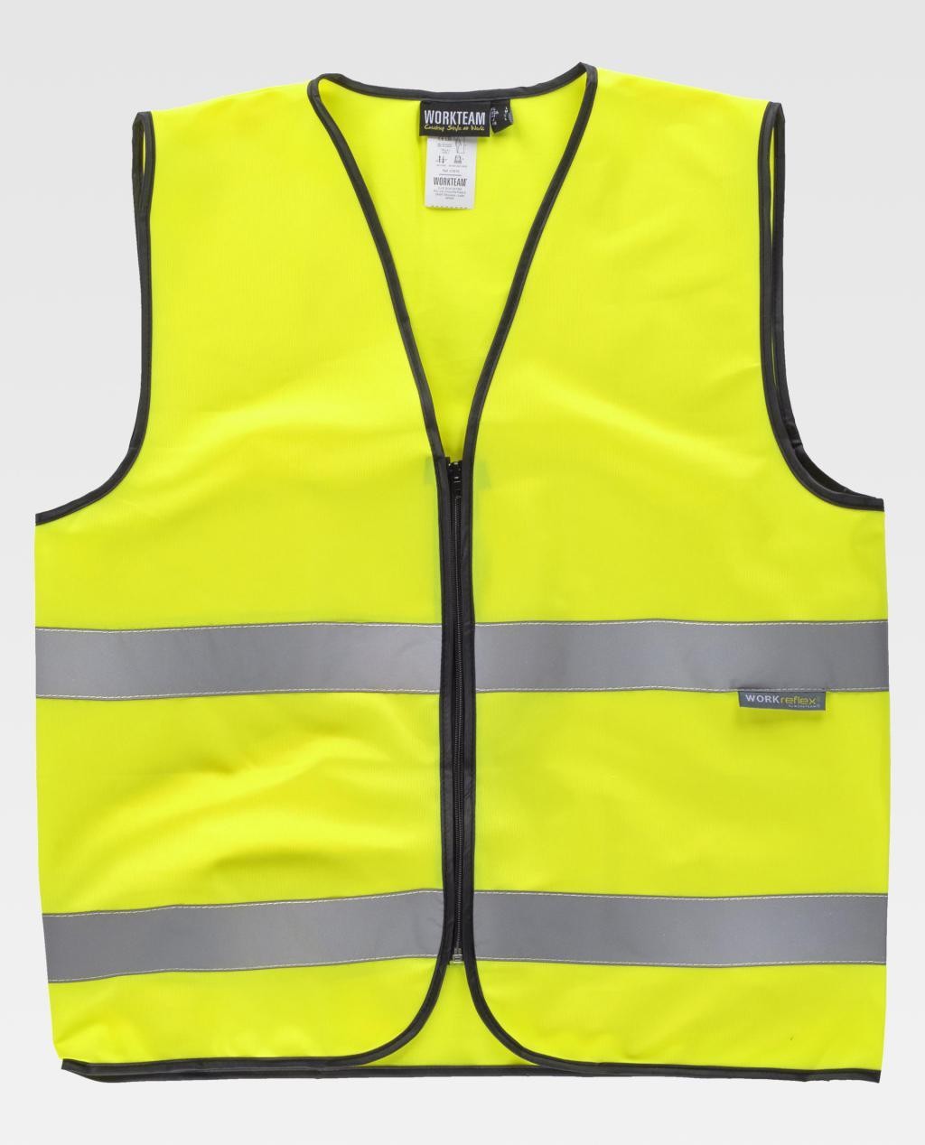 Gilet da Lavoro con Cerniera e Bande Alta Visibilit� C3610 - Workteam