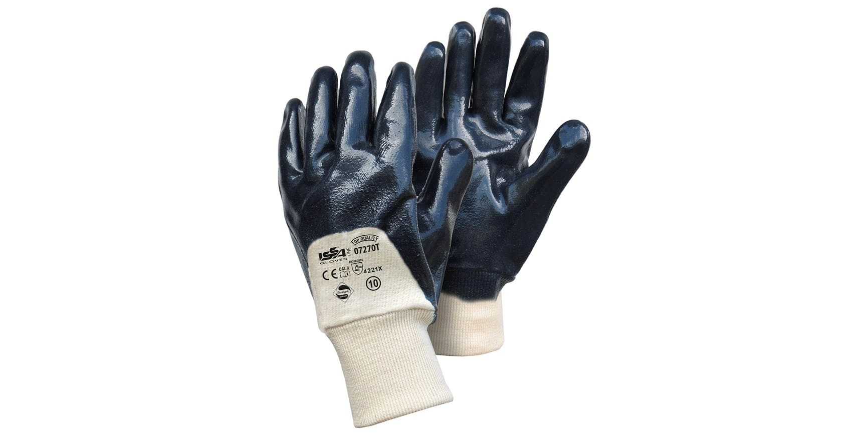 Guanti NBR qualit� TOP su supporto di tela/cotone con polsino a maglia - Dorso AREATO