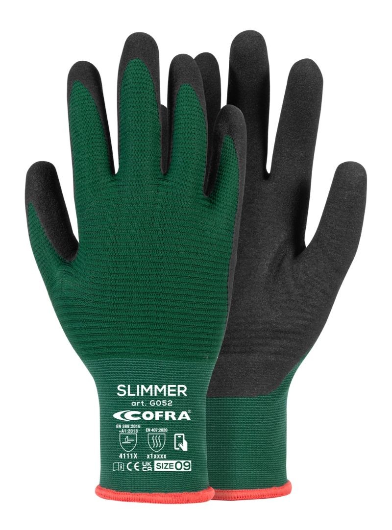 12 Paia - Guanti da Lavoro Stretch Cofra in Nitrile Slimmer G052-DD00