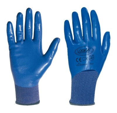 12 Pezzi - Guanti da lavoro da lavoro Spalmati in Nitrile Logica TECNOFOX