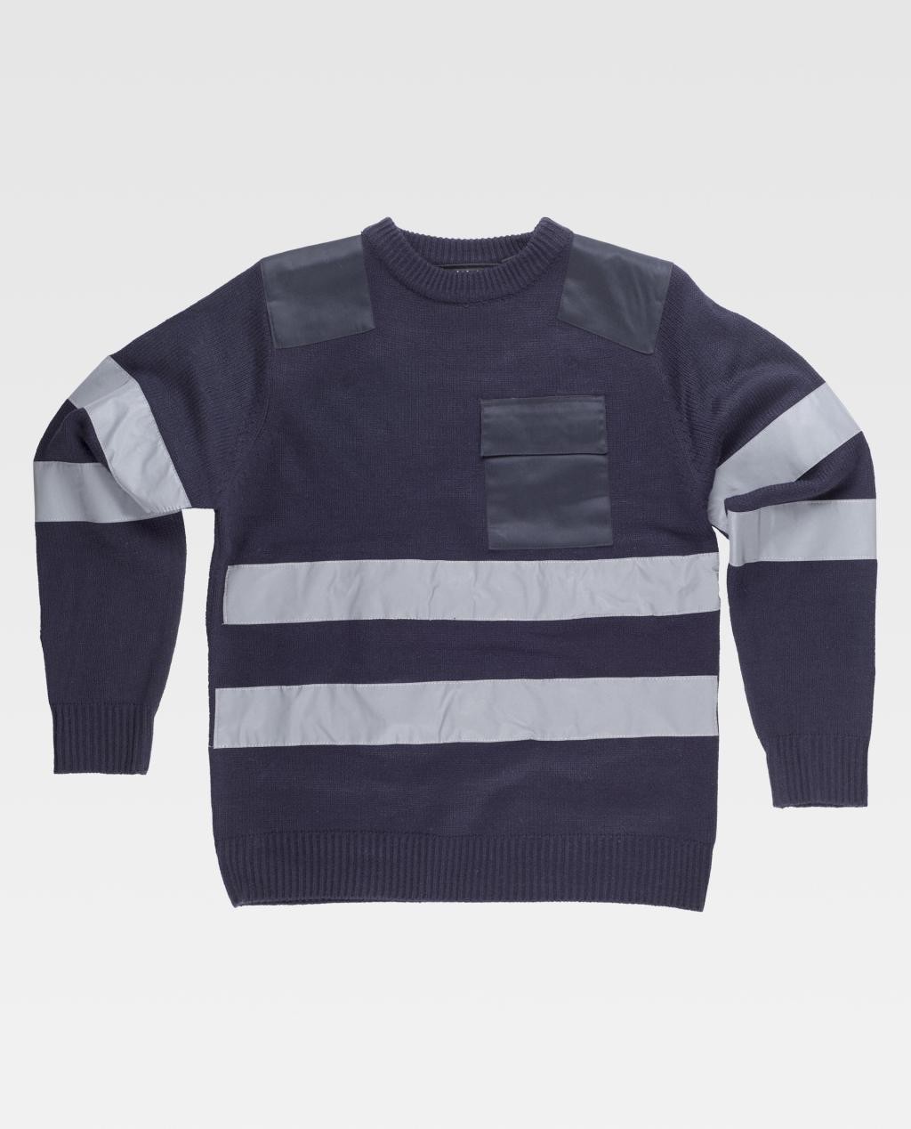 Maglione da Lavoro Girocollo con Bande Rinfrangenti S5507 - Workteam