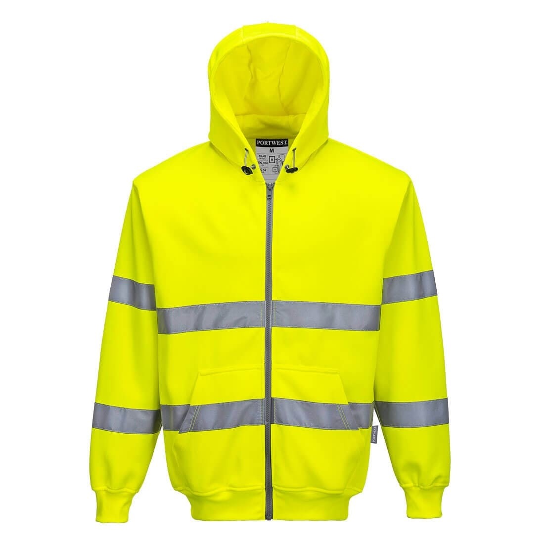 Felpa da Lavoro con Cappuccio e Zip Intera Alta Visibilit� Portwest B305