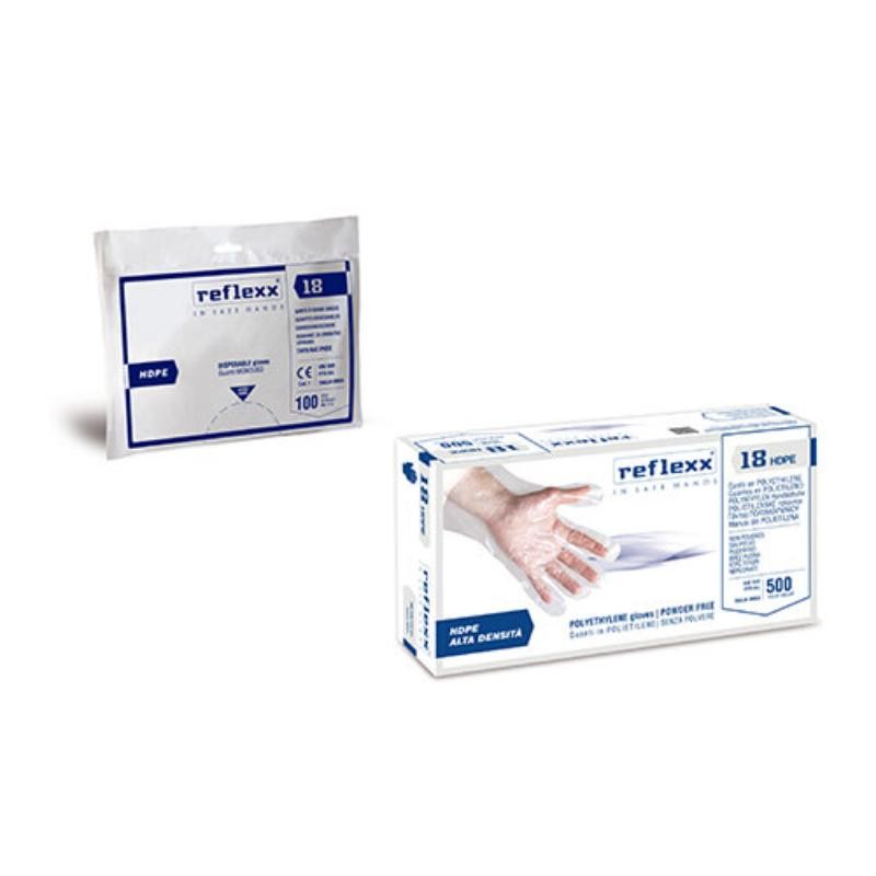100 pezzi - Guanti in Polietilene Alta Densit� Hdpe Reflexx 18