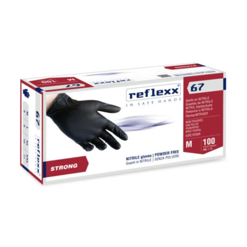 Guanti in Nitrile Neri senza polvere Reflexx 67