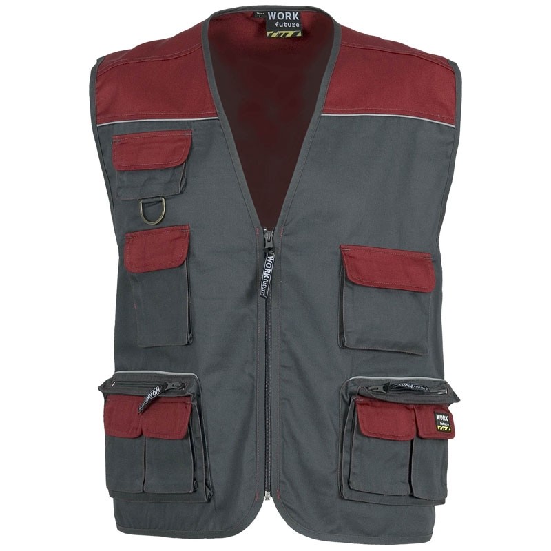 Gilet da lavoro estivo multitasche con collo a V e dettagli riflettenti - Workteam