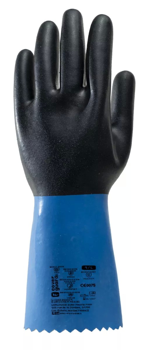 12 Paia - Guanti Da Lavoro Coverguard In Neoprene Eurochem NES30 1CHNE30 Protezione Chimica