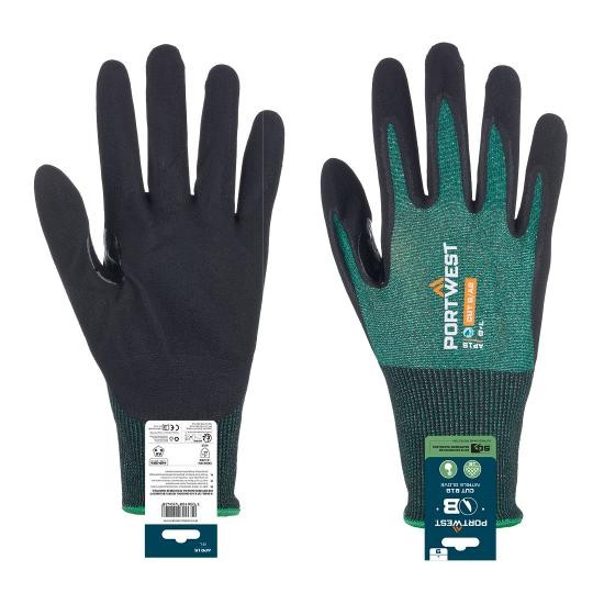 12 Pezzi - Guanti da Lavoro Portwest APR15 Rivestiti in Nitrile Ecologici Touchscreen