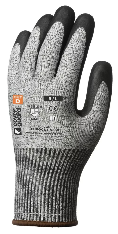 5 Paia - Guanti Da Lavoro Coverguard In Nitrile Eurocut 1CRLG Rischi Meccanici