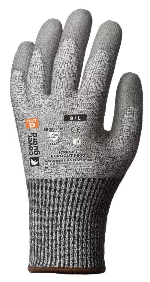 5 Paia - Guanti Da Lavoro Coverguard In Poliuretano Eurocut 1CRPG Rischi Meccanici