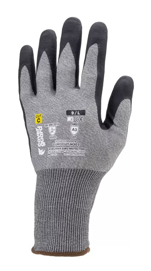 5 Paia - Guanti Da Lavoro Coverguard In Nitrile Eurocut 1CUCC00 Rischi Meccanici