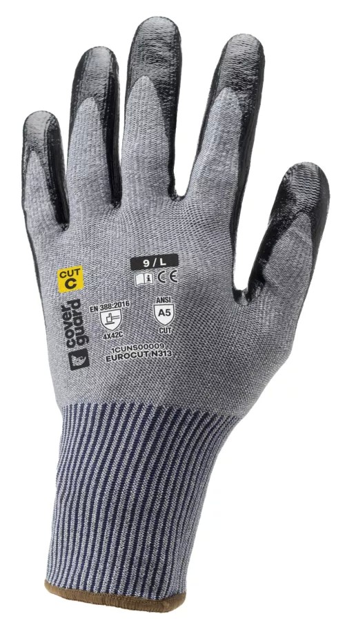 12 Paia - Guanti Da Lavoro Coverguard In Nitrile Eurocut 1CUNS00 Rischi Meccanici