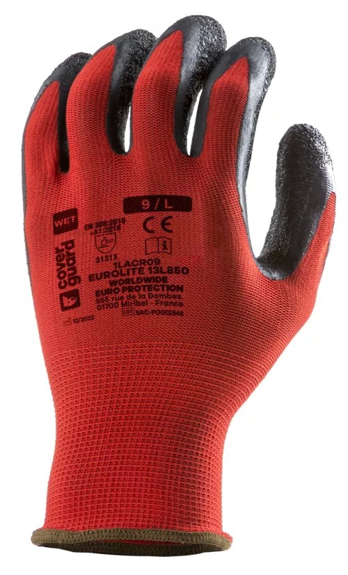 10 Paia - Guanti Da Lavoro Coverguard In Lattice Eurolite 1LACR Rischi Meccanici
