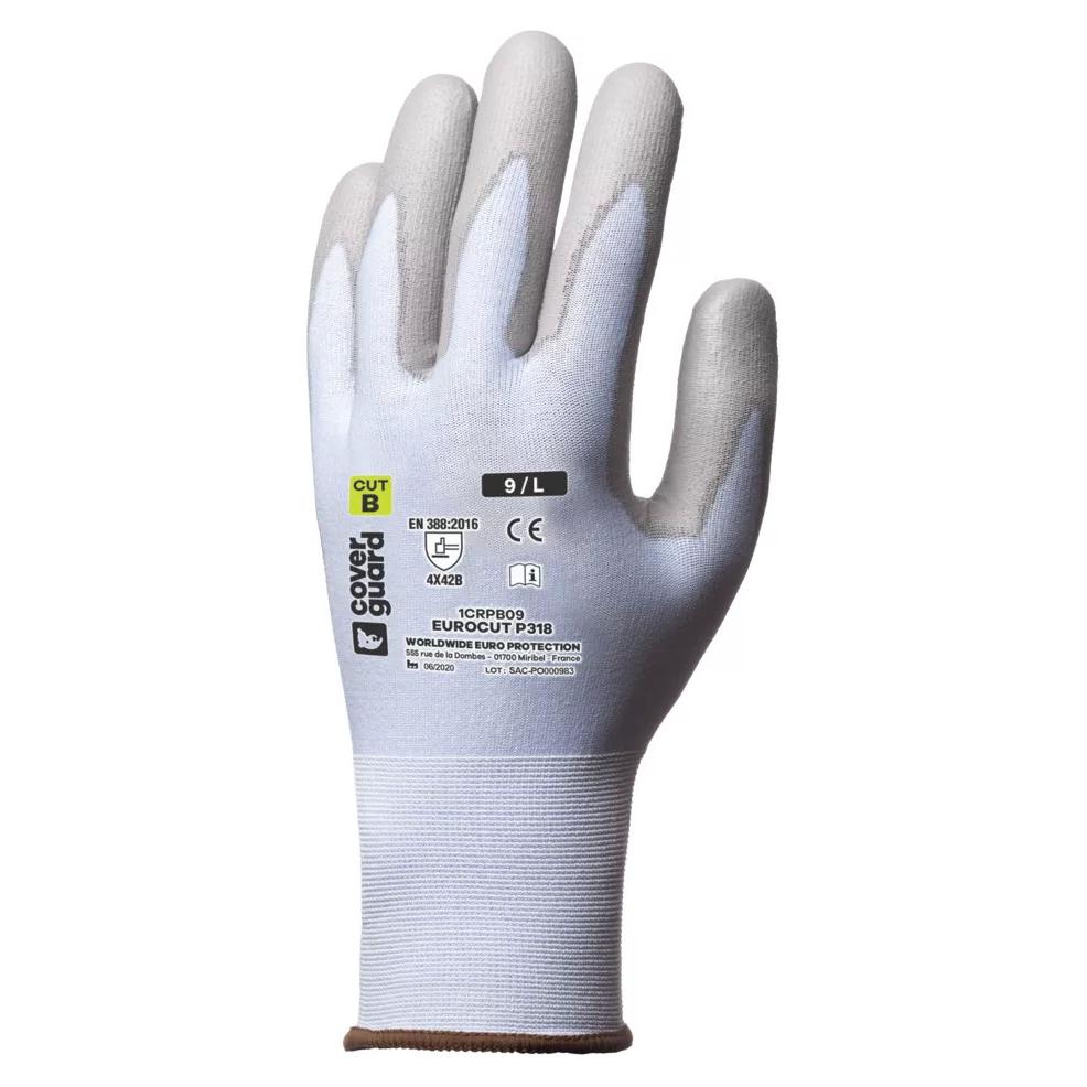 5 Paia - Guanti Da Lavoro Coverguard In Poliuretano Eurocut 1CRPB Rischi Meccanici