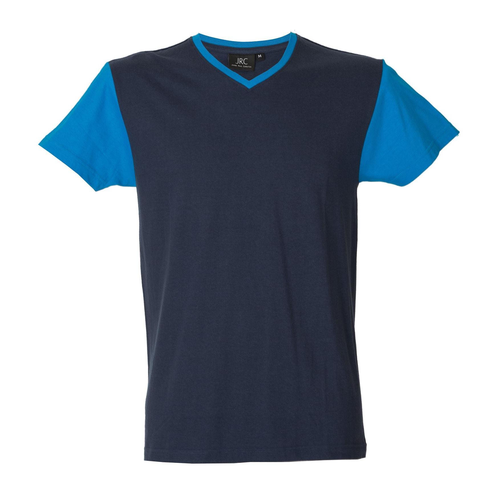 5 Pezzi - T-Shirt collo a V da Lavoro 100% Cotone Bicolore JRC Cadice 989990