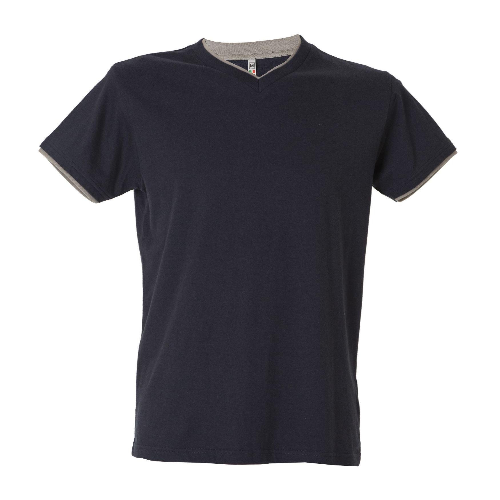 5 Pezzi - T-Shirt collo a V da Lavoro 100% Cotone Bicolore JRC Serbia 992034