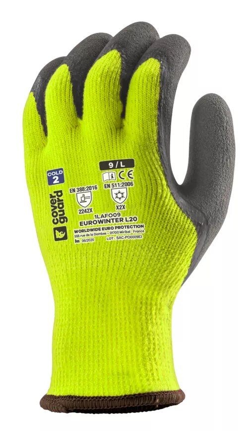 5 Paia - Guanti Da Lavoro Coverguard In Lattice Eurowinter 1LAFO Antifreddo