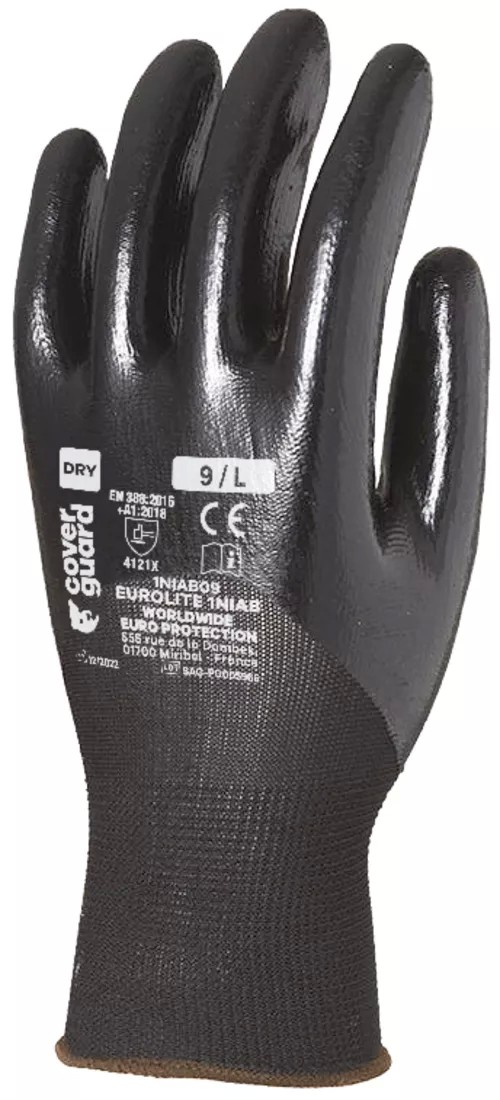 12 Paia - Guanti Da Lavoro Coverguard In Nitrile Eurolite 1NIAB Rischi Meccanici