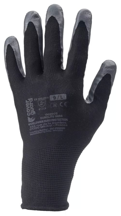 12 Paia - Guanti Da Lavoro Coverguard In Nitrile Eurolite 1NIAB Rischi Meccanici