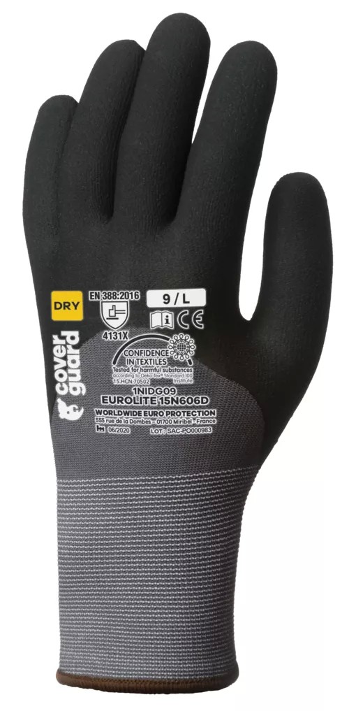 10 Paia - Guanti Da Lavoro Coverguard In Nitrile Eurolite 1NIDG Rischi Meccanici