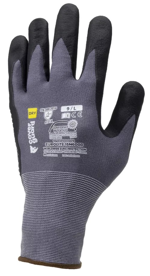 10 Paia - Guanti Da Lavoro Coverguard In Nitrile Eurolite 1NIDP00 Rischi Meccanici