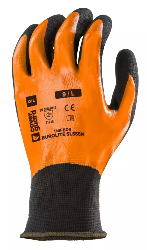 10 Paia - Guanti Da Lavoro Coverguard In Nitrile Eurolite 1NIFB Rischi Meccanici