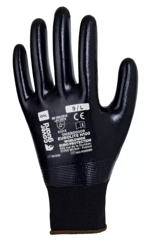 12 - Paia Guanti Da Lavoro Coverguard In Nitrile Eurolite 1NISB00 Rischi meccanici