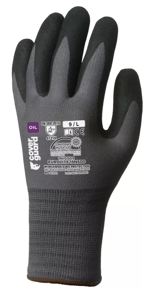 10 Paia - Guanti Da Lavoro Coverguard In Nitrile Eurolite 1NISG Rischi Meccanici