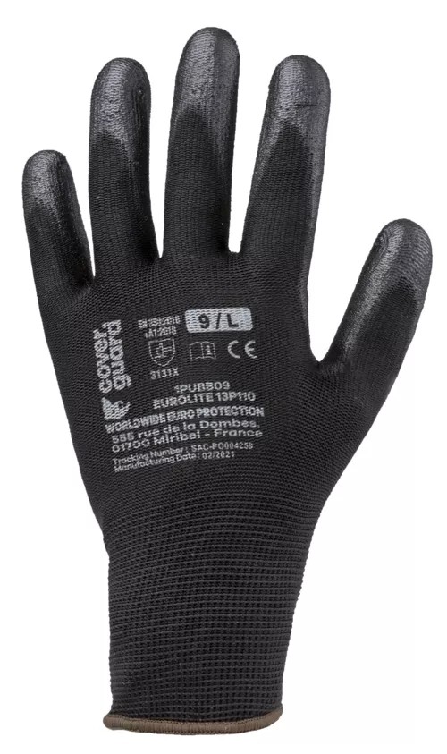10 Paia - Guanti Da Lavoro Coverguard In Poliuretano Eurolite 1PUBB Rischi Meccanici