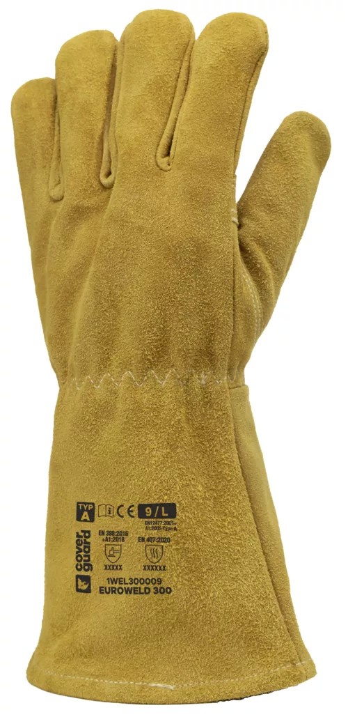 12 Paia - Guanti Da Lavoro Coverguard In Pelle Euroweld 1WEL300 Saldatore