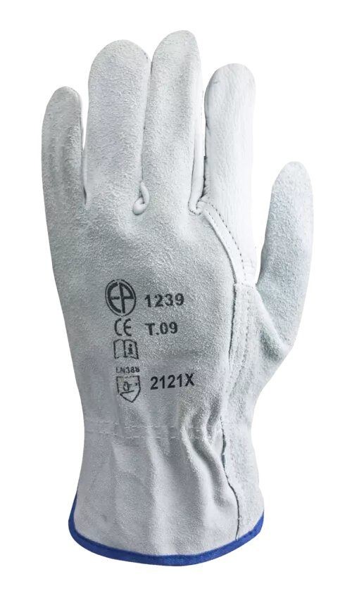 10 Paia - Guanti Da Lavoro Coverguard In Pelle Eurostrong MO1240 Rischi Meccanici