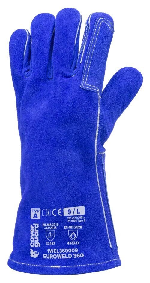 6 Paia - Guanti Da Lavoro Coverguard In Pelle Euroweld 1WEL360 Saldatore