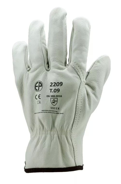 12 Paia - Guanti Da Lavoro Coverguard In Pelle Eurostrong MO2210 Rischi Meccanici